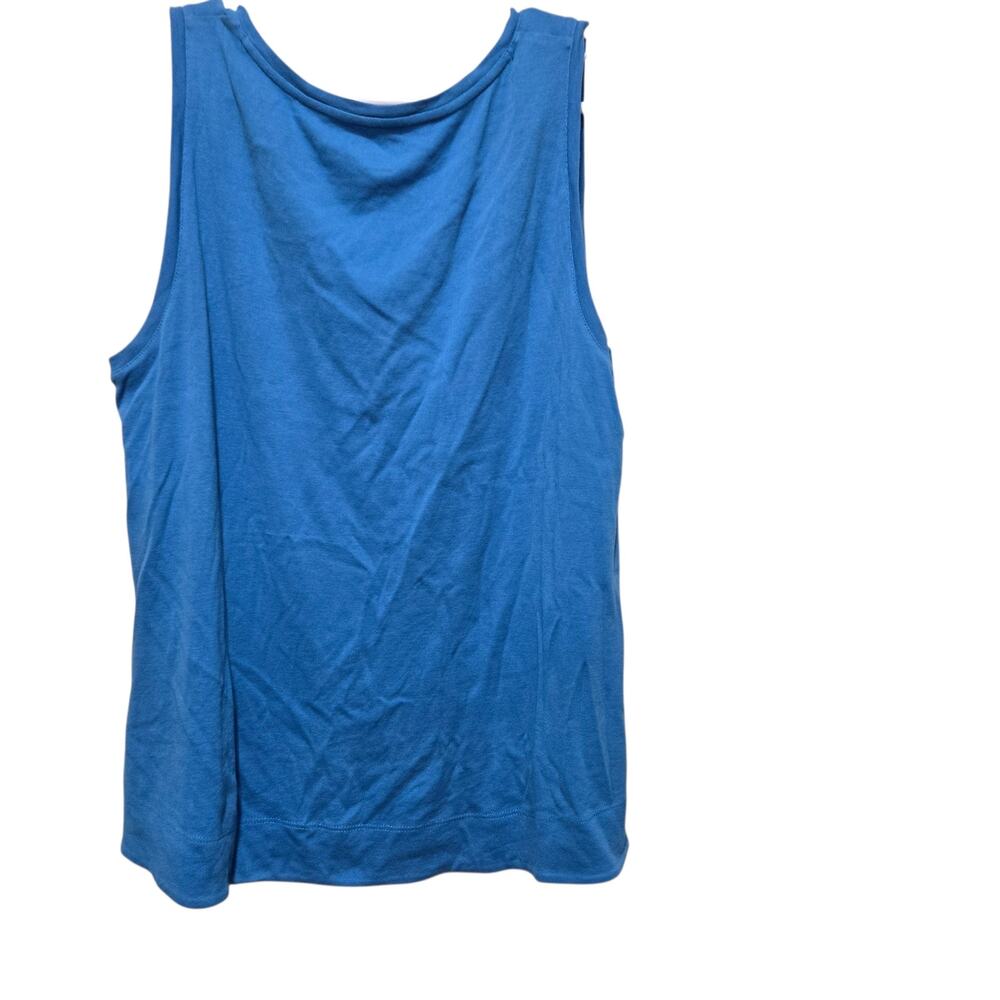 Chico's Blue Sleeveless V-Neck Button Tank Top Size 2 (L) 100% Cotton - Picture 2 of 8